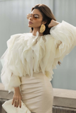 Mesh Ruffle Ruch Shirt Tops