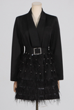 Solid Spliced Bead Fashion Mini Dresses
