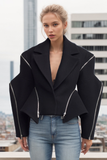 Solid Patchwork Zipper Casual Jackets