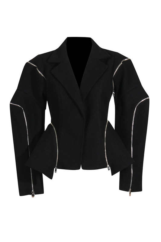 Solid Patchwork Zipper Casual Jackets