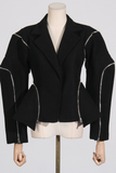 Solid Patchwork Zipper Casual Jackets