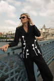 Rosette Lapel Collar Blazer