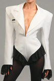 Deep V Neck Lace Bodysuit