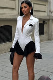 Deep V Neck Lace Bodysuit