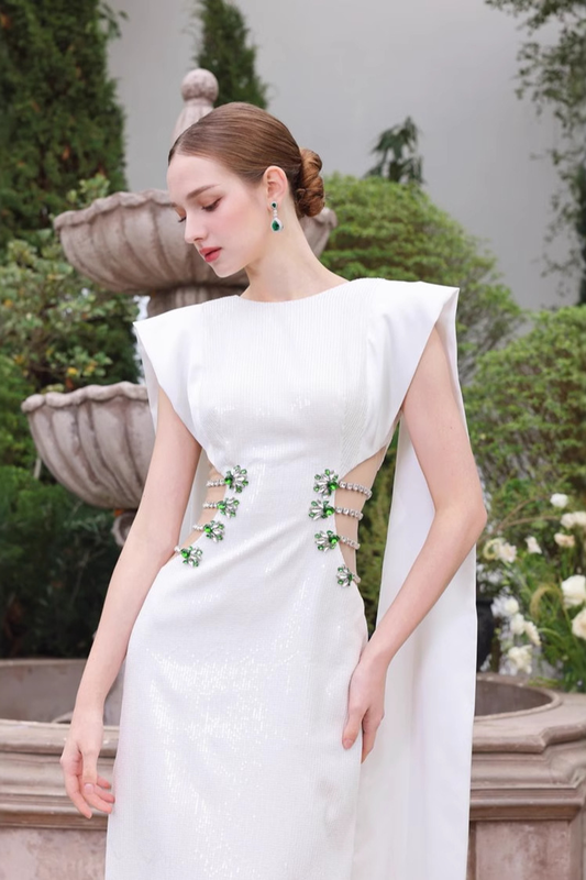 Stunner Sheath Symmetric Flap Sequin maxi Dress