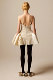 Embellished Knit-Satin Bustier Mini Dress