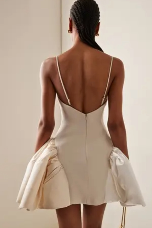 Embellished Knit-Satin Bustier Mini Dress