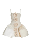 Embellished Knit-Satin Bustier Mini Dress