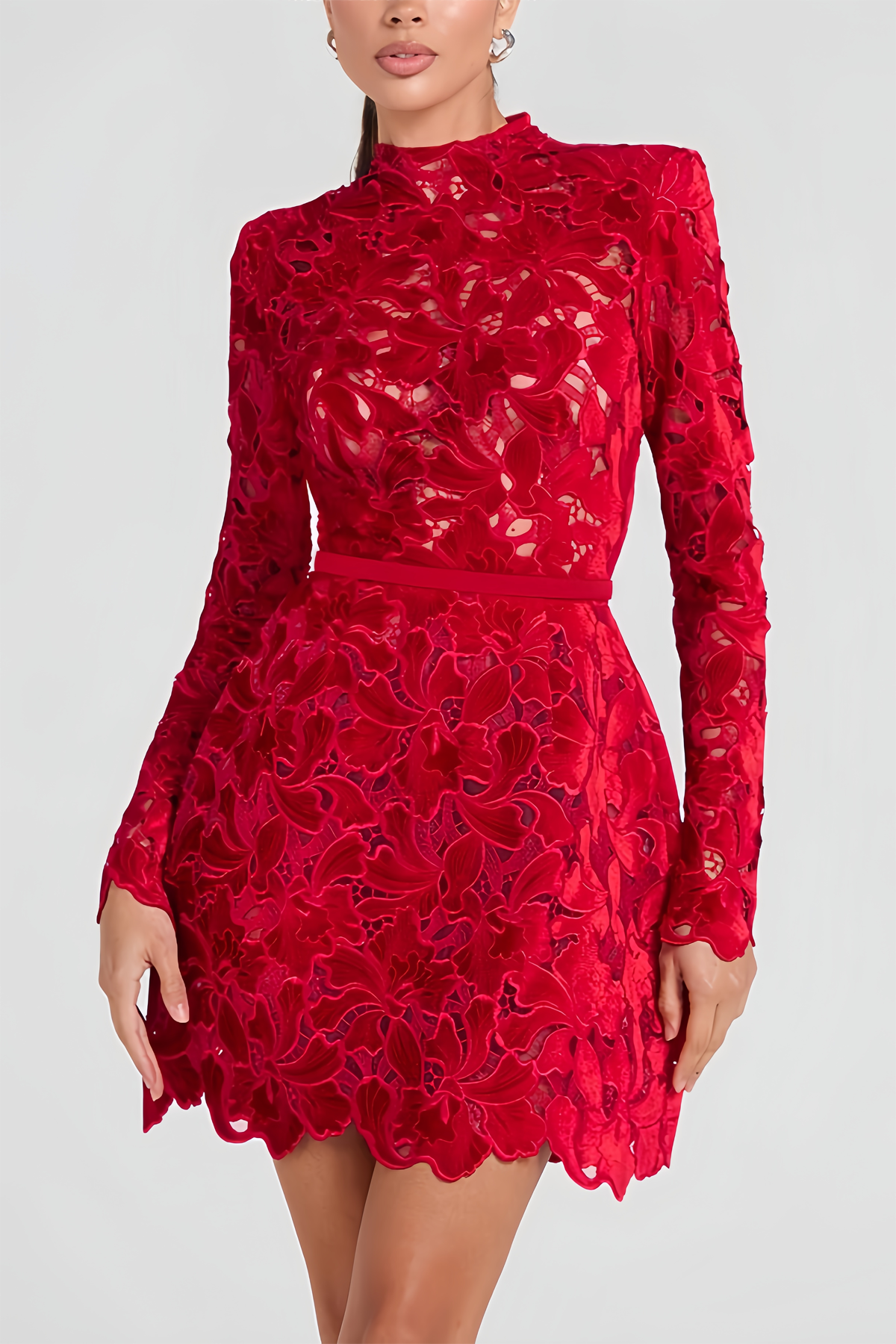 Long Sleeve Lace Mini Dress