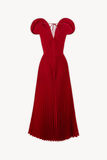 V-neck Floral Pleated Maxi Dress