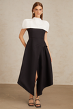 Color Block Midi Dress with Shawl Detail