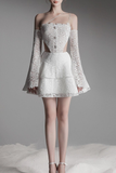 Flare Cut-Out Lace Mini Dress