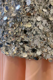 Elegant Sequin Top And Satin Skirt Dress
