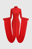 High Neck Draped Maxi Dress