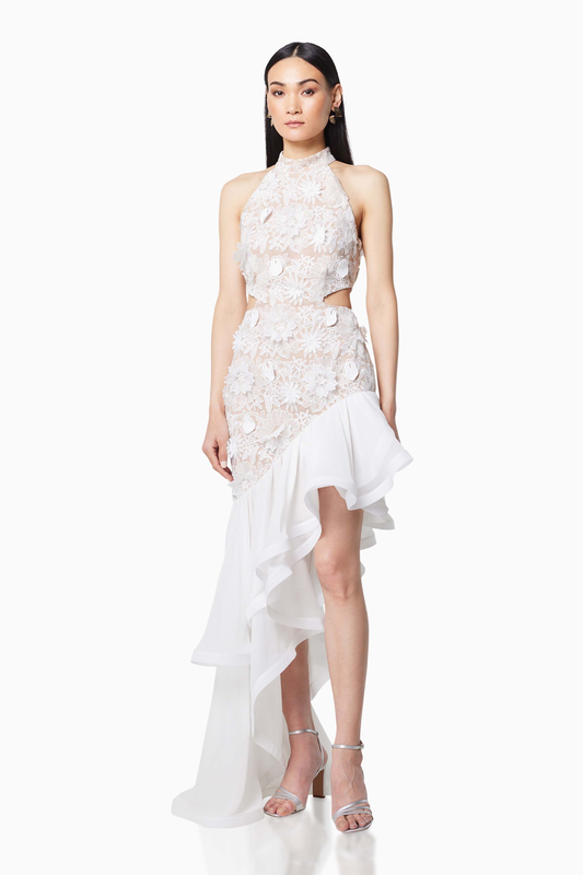 Asymmetric Maxi Dress In White