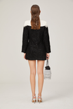 Faux Pearl Tweed Mini Dress