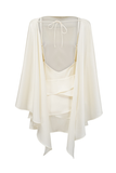 White Satin Ruffled Mini Dress