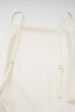White Satin Ruffled Mini Dress