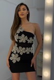 Flower Set Diamond Design Bandage Dress