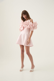 Off Shoulder 3D Flower Mini Dress