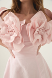 Off Shoulder 3D Flower Mini Dress