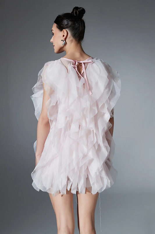 Tiered Ruffles Mesh Dress