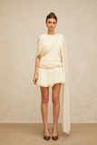 Ribbon Accent Pleated Mini Dress