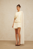 Ribbon Accent Pleated Mini Dress