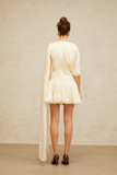 Ribbon Accent Pleated Mini Dress