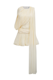 Ribbon Accent Pleated Mini Dress