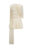 Ribbon Accent Pleated Mini Dress