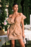 V Neck Ruffle Mini Dress