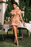 V Neck Ruffle Mini Dress
