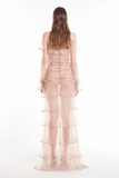 Floral Snspired Ruffle Layer Tulle Gown