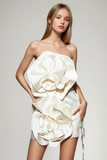 Backess Strapless Tied Princess Mini Dresses