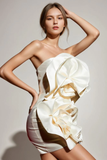 Backess Strapless Tied Princess Mini Dresses